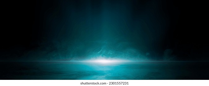 Empty dark blue abstract cement wall and studio room with smoke floating up the interior texture for display products wall background, empty dark scene, neon light, spotlights, and laser light - Powered by Shutterstock