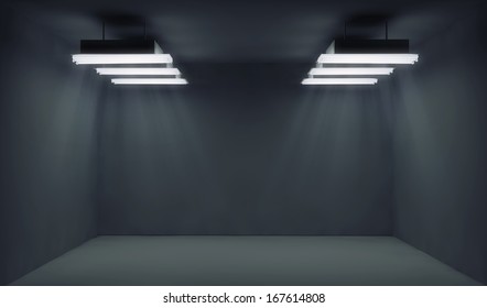 Empty Dark Room With Lightrays