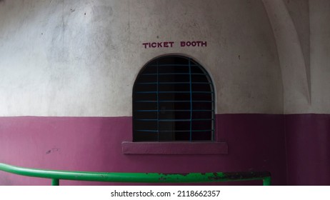 Empty And Dark Ticket Booth To A Sports  Stadium