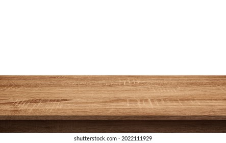 empty dark wooden table isolated on white background, wood floor can used for display or mock up your products. - Shutterstock ID 2022111929