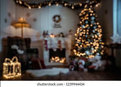 Empty Defocused Christmas Room Background Copy Stock Photo 1239944434 ...