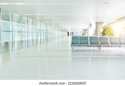 Empty departure lounge in airport. - Shutterstock ID 2210620037