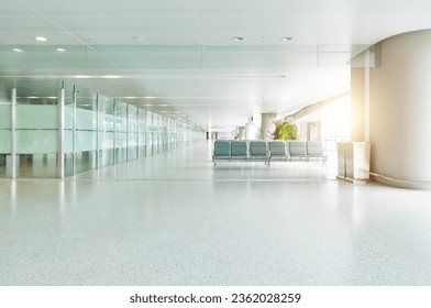 Empty departure lounge in airport.