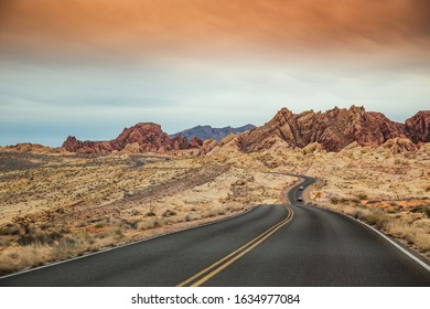 Empty desert road in Valley of Fire State Park, USA - Powered by Shutterstock