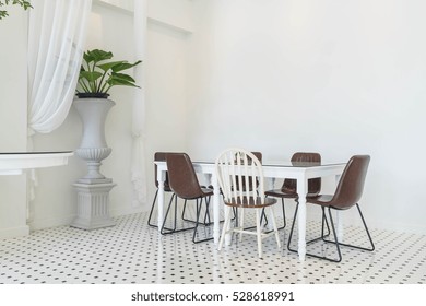 Empty Dining Table Interior Decoration In Dinning Room