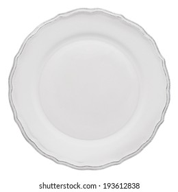 Empty Dinner Plate From Above Isolated On White.