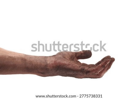 empty dirty hand isolated on white background, design element