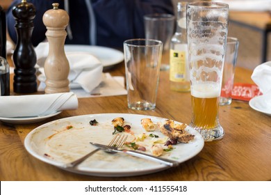 Empty Dirty Plate After Eating Pizza