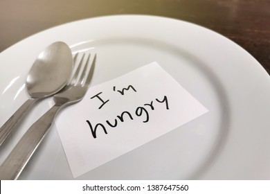 Empty Dish With I'm Hungry Word