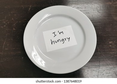 Empty Dish With I'm Hungry Word