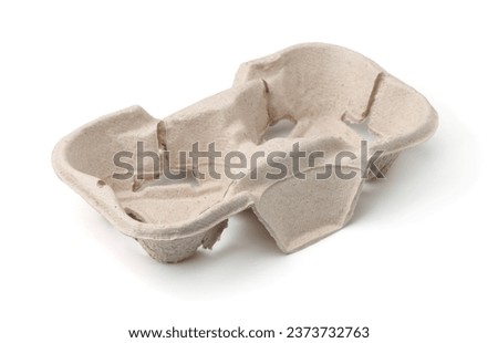 Empty disposable paper pulp two cup carrier isolated on white