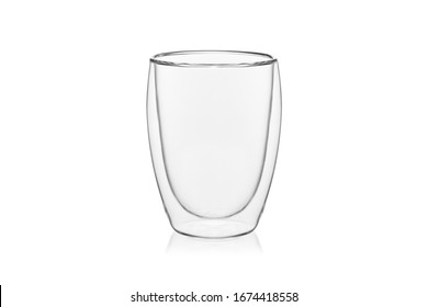 Empty double wall cup isolated on white background