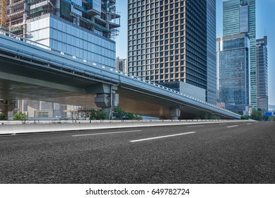 Empty Downtown Street Intersection,shot In Shanghai,China.