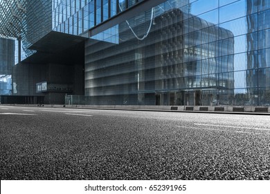 Empty Downtown Street Intersection,shot In Shanghai,China.