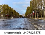 Empty Champs-Elysées during the 11th of November Armistice Day.