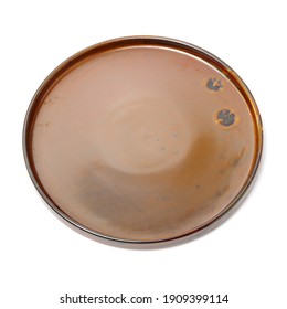 Empty Earthenware Plate On White Background