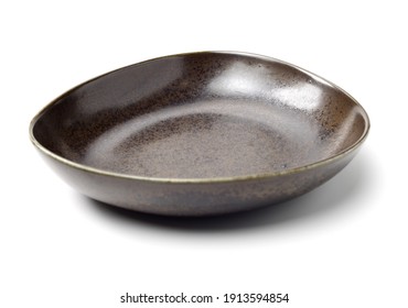 Empty Earthenware Plate On White Background