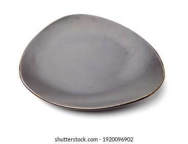 Empty Earthenware Plate On White Background