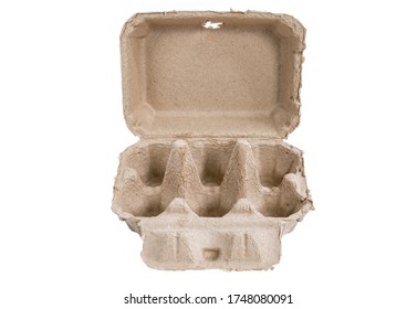 Empty egg carton recycle paper, front view, opened, isolated on white background. Small packaging of egg, pack for six. Carton egg's concept for organic chicken or duck egg. - Powered by Shutterstock