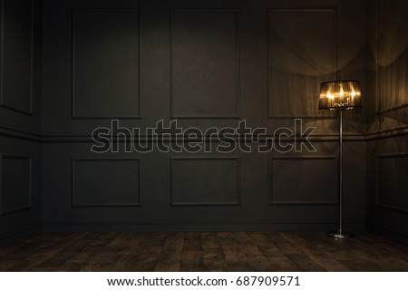 Empty elegant vintage room at night with copy space Foto stock © 