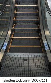 Empty Escalator Stairs Logo Warning