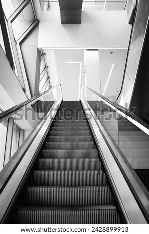 Empty escalator stairs in Paris metro system