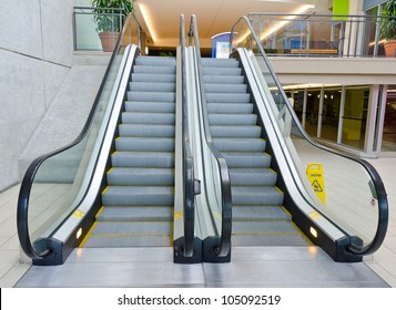 Empty Escalator Stairs In The Terminal ( Mall )