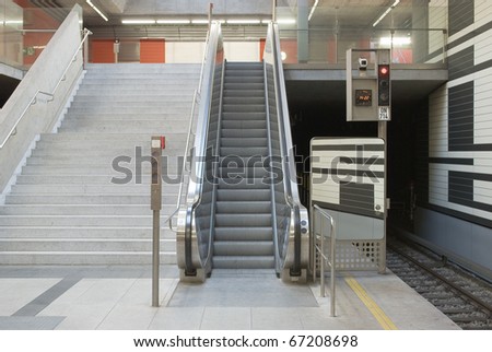 Empty Escalator at a Subway Station