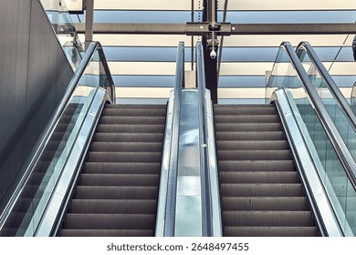 Empty escalator at a train station