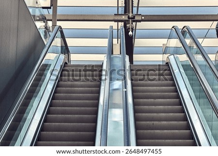 Empty escalator at a train station