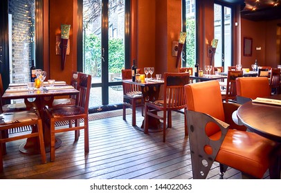 Empty Evening Restaurant Interior