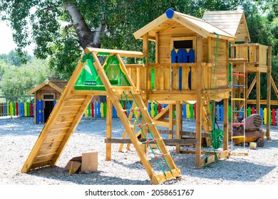 An Empty Exterior Park Jungle Gym For Kids