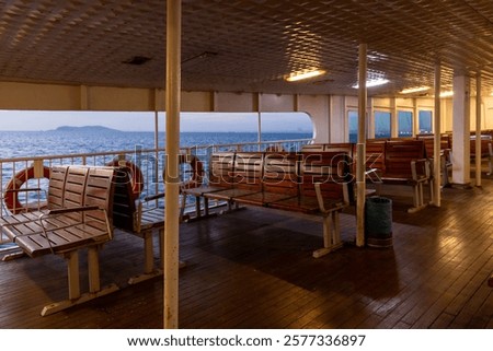 Similar – Image, Stock Photo View from the ferry to Üsküdar to Dolmabahce Palace in Besiktas district in summer with clouds and sunshine in Istanbul on the Bosporus in Turkey
