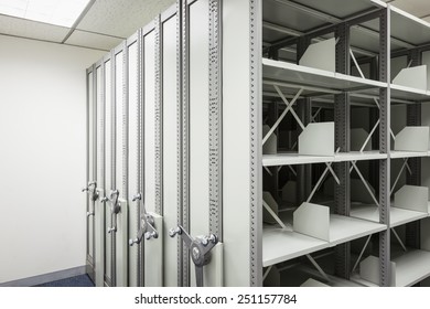 Empty Filing Cabinet With Wheel For Business Document Secret And Safety