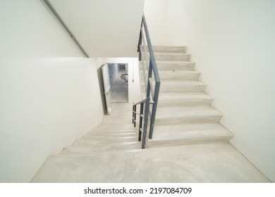 Empty Fire Exit Staircase In Hotel. Architecture Interior Design Decoration.