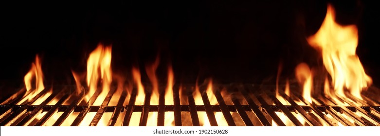 Empty Fire Flame BBQ Grill Background Texture.