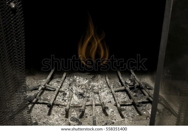 Empty Fireplace Full Ashes Glowing Ghost Stock Photo Edit Now