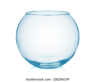 Empty fish bowl isolated on white background