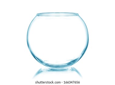 Empty fishbowl without water, isolated on white 