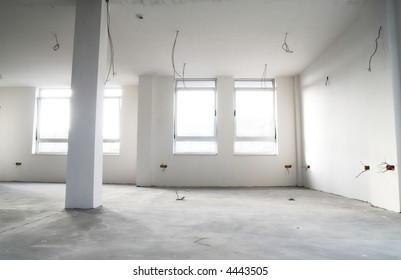 Empty flat in construction. Architecture concept