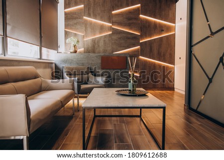 Empty flat interrior with elements of decoration