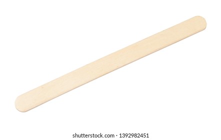 Empty Flat Wooden Craft Ice Cream Stick Isolated On White Background