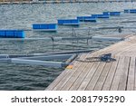 Empty floating jetty in early spring.