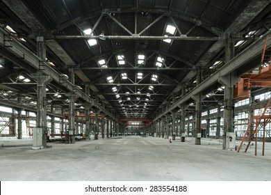 Empty floor in abandoned factory.