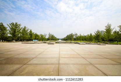 An Empty Floor In A City Park