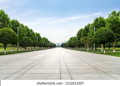 An Empty Floor In A City Park