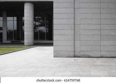 Empty Floor Front Of Modern Building