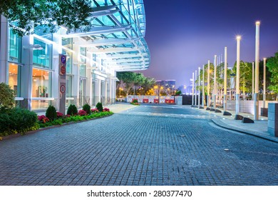 Empty Floor Near Modern Building Facade