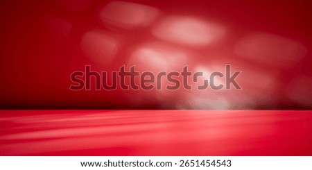 Empty floor on dark red wall. Background with abstract, window light and shadows. Mockup for presentation, branding products, cosmetics, food, technology or jewelry. Premium background