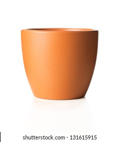 Empty Flower Pot Isolated On White Background